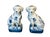 Pair Vintage Wong Lee Blue & White Porcelain Staffordshire Dog Figurines – Wl 1895 Hand-Painted Floral Mantel Dogs Bookends For Sale - Image 6 of 14