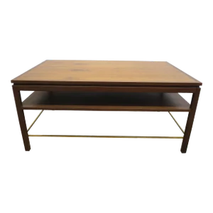 1960s Dunbar Walnut & Brass Cocktail Table