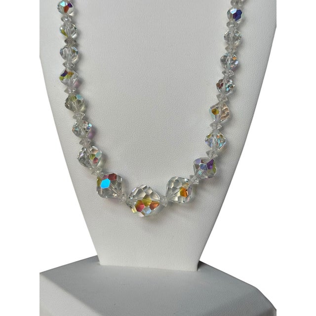Mid 20th Century Vintage Aurora Borealis Graduated Beaded Necklace For Sale - Image 4 of 8