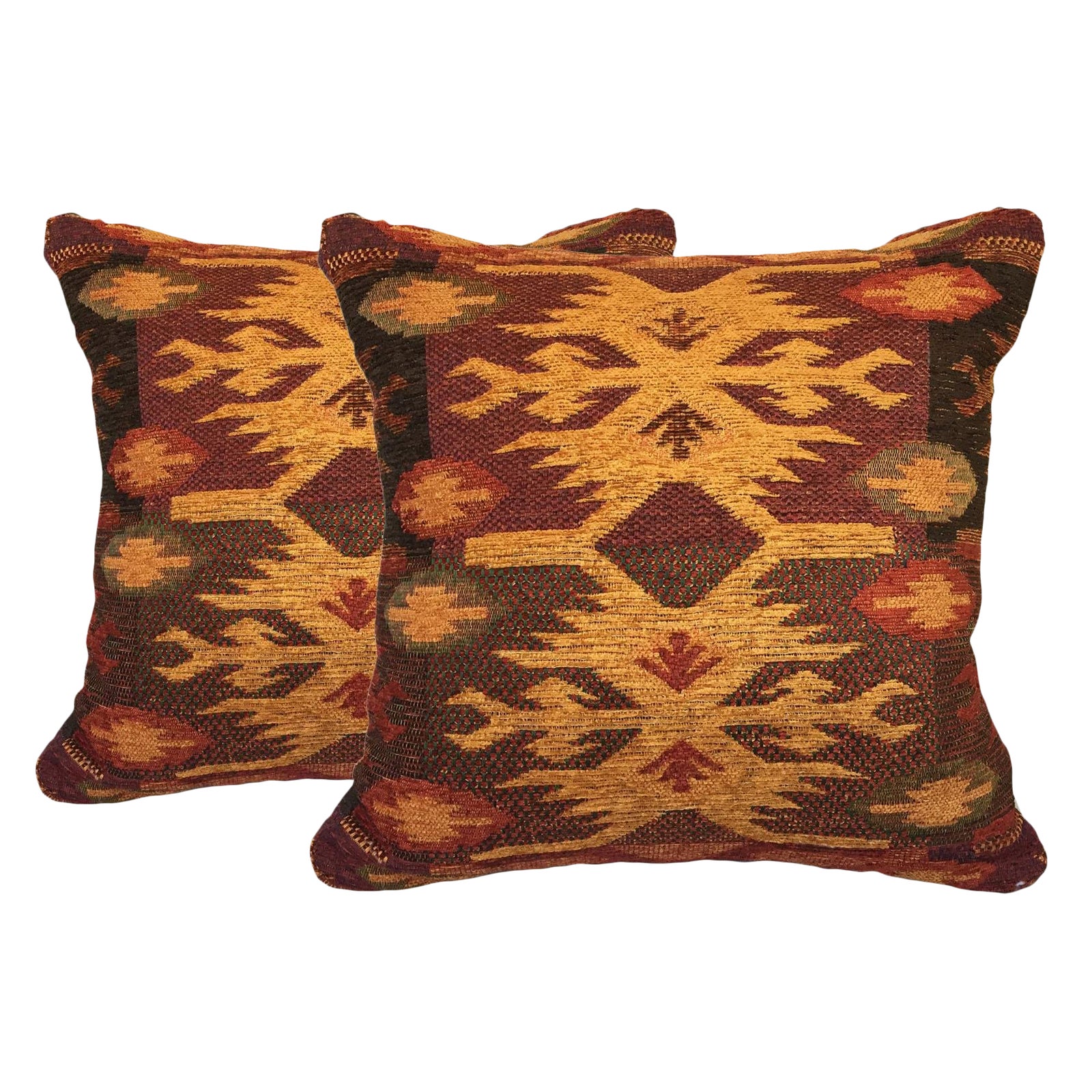 Modern Geometric Red And Gold Pillows A Pair Chairish