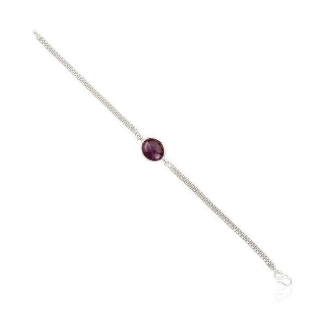 Gemstone 10.61 Ct Ruby Single Stone Chain Bracelet in Sterling Silver Stacking Bracelet For Sale - Image 7 of 13