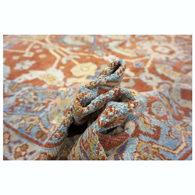 Antique Persian Sultanabad Wool 9 x 12 Rust, Navy & Ivory Handmade Area Rug #1140095 For Sale - Image 11 of 12