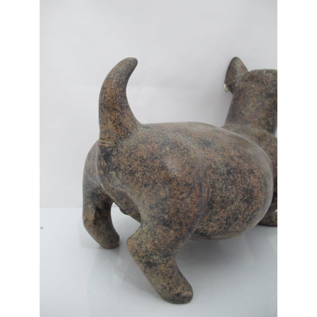 Large Colima Mexican Pottery Reproduction Plump Dog Statue With Earrings For Sale - Image 9 of 12