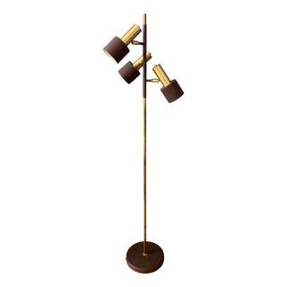 Vintage Space Age Floor Lamp in Brass and Metal from Dijkstra For Sale