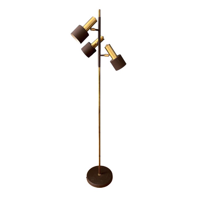 Vintage Space Age Floor Lamp in Brass and Metal from Dijkstra For Sale