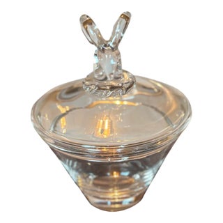 Vintage Steuben Crystal Ram’s Head Covered Candy Dish – Original Box & Pouch For Sale