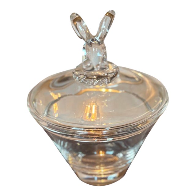 Vintage Steuben Crystal Ram’s Head Covered Candy Dish – Original Box & Pouch For Sale
