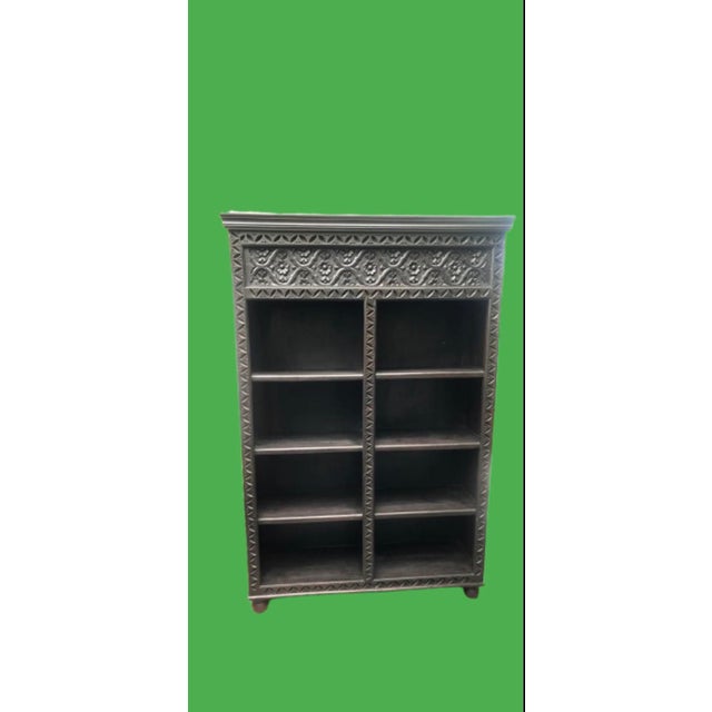 Late 20th Century Vintage Carved Indonesian Open Bookcase For Sale - Image 5 of 9