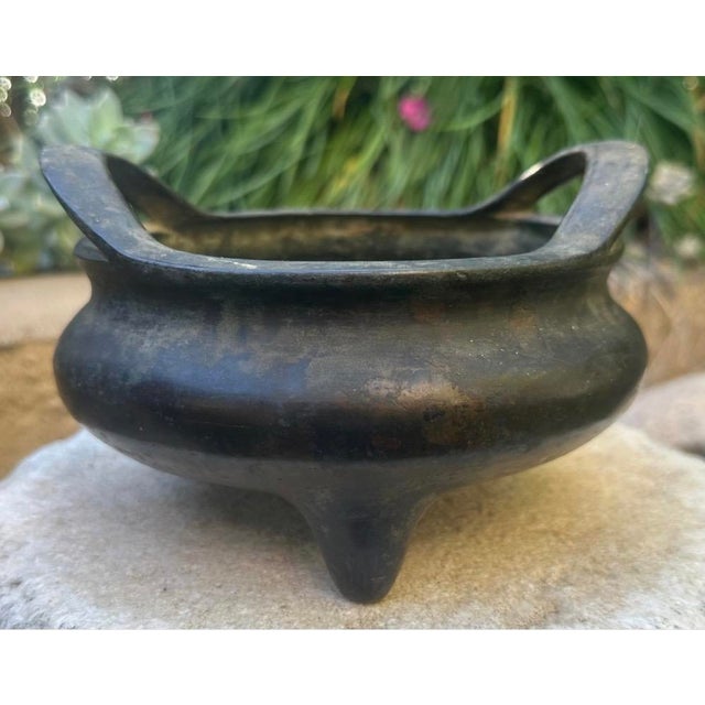 17th Century Antique Chinese Bronze Tripod Censer With Strap Handles & Xuande Mark Late Ming For Sale - Image 5 of 18