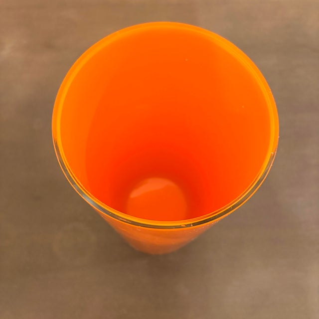 1970s Vintage Orange Cased Glass Cylinder Vase, Mid-Century For Sale - Image 5 of 6