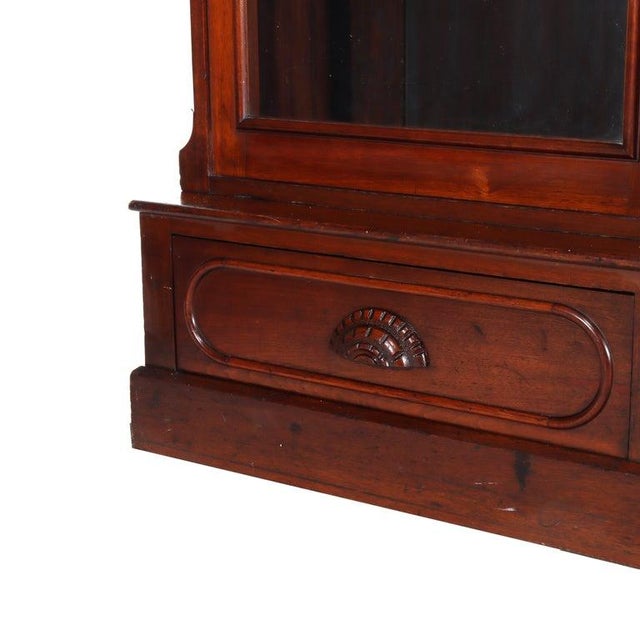 Late 19th Century Oversized Antique Victorian 2-Door 2-Drawer Walnut Bookcase C1890 For Sale - Image 5 of 18