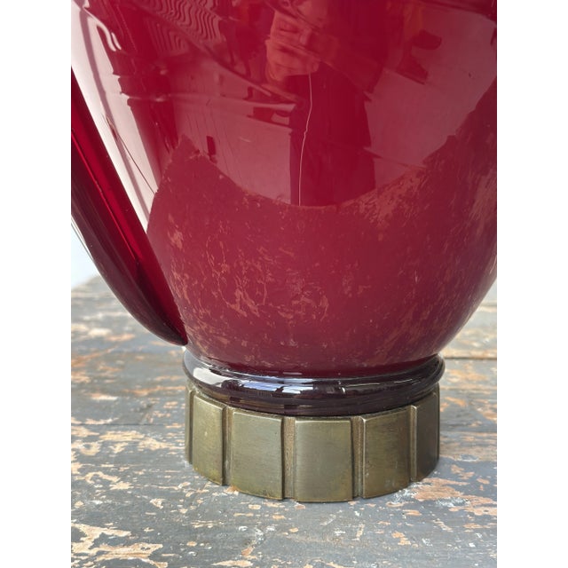 Vintage Garnet Blown Glass Urn Table Lamp, Circa 1950s For Sale - Image 12 of 16