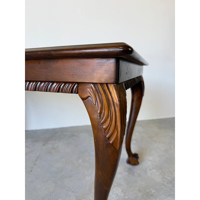Vintage Georgian Style Carved Mahogany Wood Coffee Table With Claw Feet For Sale - Image 14 of 18