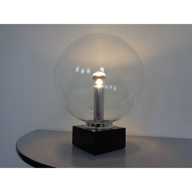 Mid-Century Modern Large Glass Globe & Marble Table Lamp from Erco, 1960s For Sale - Image 3 of 18