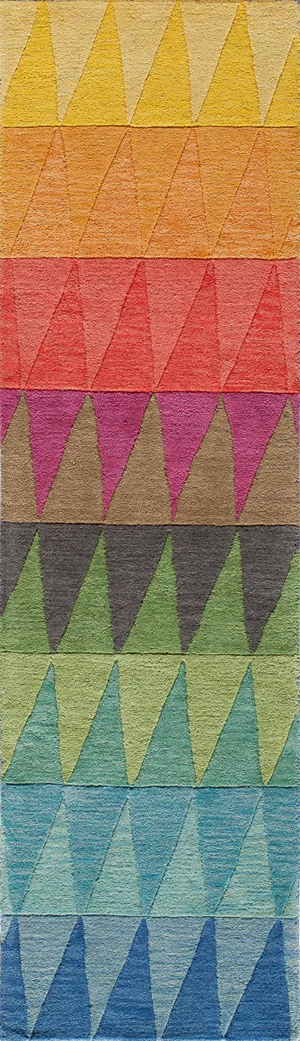 Contemporary Momeni Delhi Hand Tufted Multi Red Wool Runner - 2'3" X 8'
