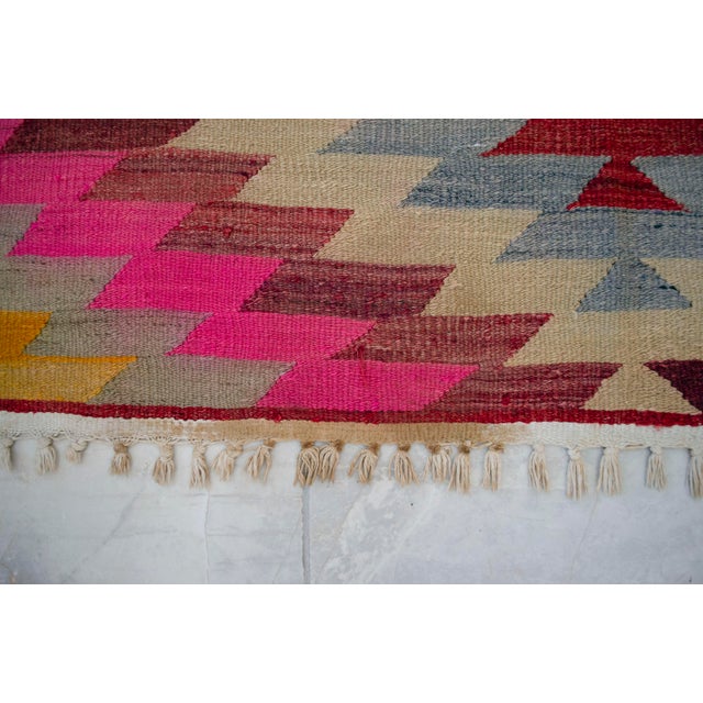 Turkish Handmade Rug Diamond Pattern Vintage Kilim Rug For Sale - Image 15 of 17