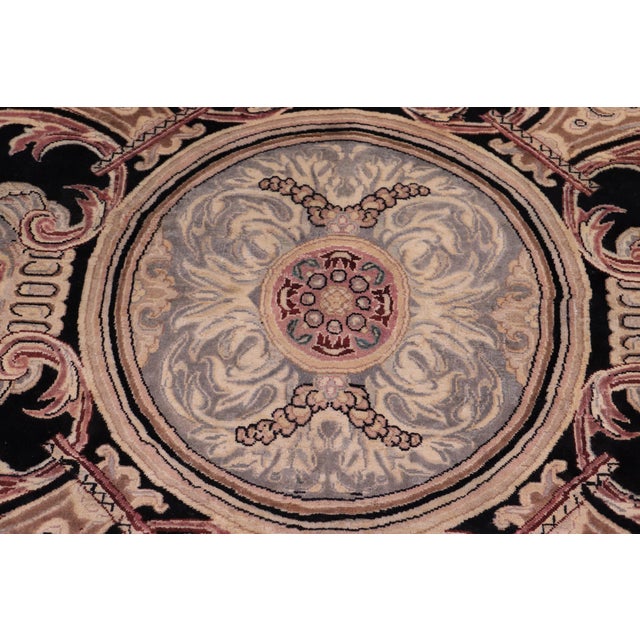 Organic Floral 1990's Persian Black/Black Wool Rug - 9'2'' X 12'5'' For Sale - Image 4 of 9