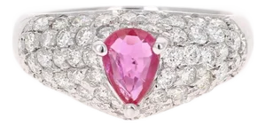1.96 Carat Ruby Diamond 18 Karat White Gold Cocktail Ring, Size 7