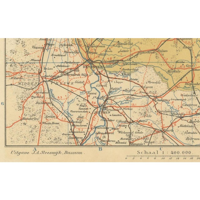 Antique Map of Drenthe and Overijssel, 1914 For Sale - Image 4 of 10