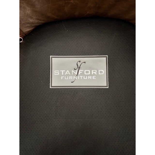Stanford Furniture Leather Wingback Accent Chair – Cognac Full-Grain Leather For Sale - Image 10 of 11