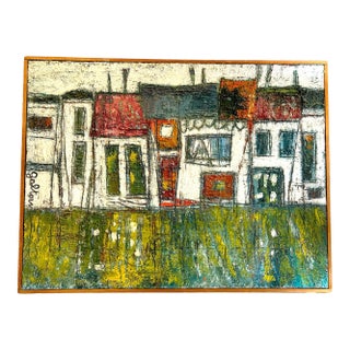1960s Rare Original Abstract Plaster Oil on Canvas by Austrian Artist Herta Galton For Sale