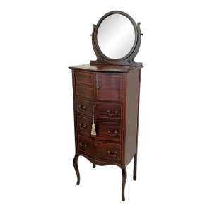 Early 1900's Highboy Chest of Drawers With Mirror, Locks and Key
