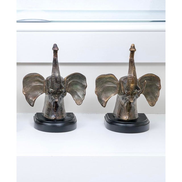 Transitional Vintage Silvered Bronze Elephant Form Bookends—A Pair For Sale - Image 3 of 5