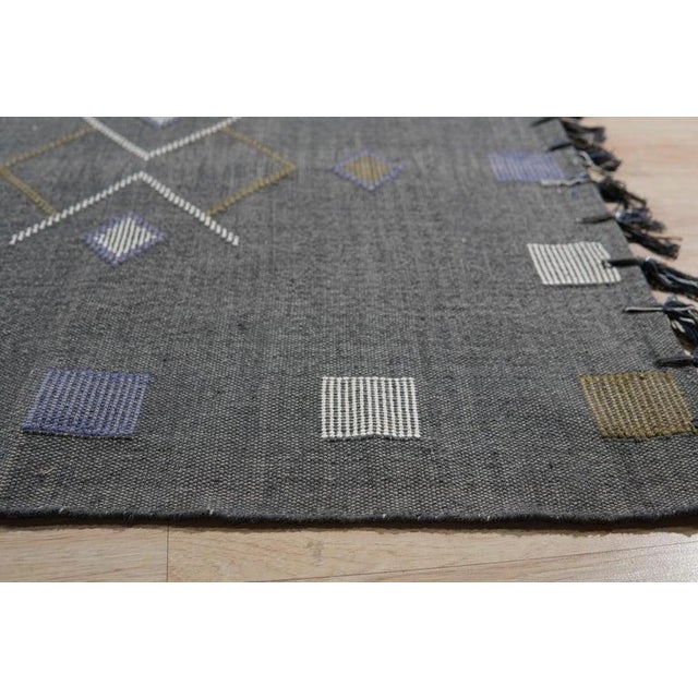 Contemporary 4x6 Gray Flat Weave Wool Diamond Constellation Geometric Modern Carpet Rug For Sale - Image 3 of 9
