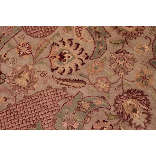 Shabby Chic Art Nouveau 1990's Pak-Persian Green/Green Wool Rug - 9'1'' X 12'4'' For Sale - Image 4 of 9