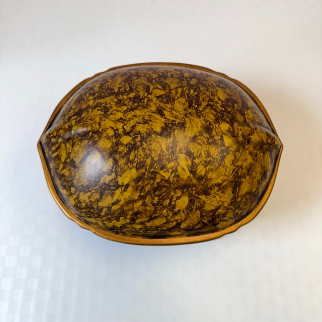 Mid-Century Modern Vintage Large Hand Painted "Tortoise" Shell Lidded Jewelry Box by Castilian Imports For Sale - Image 3 of 12
