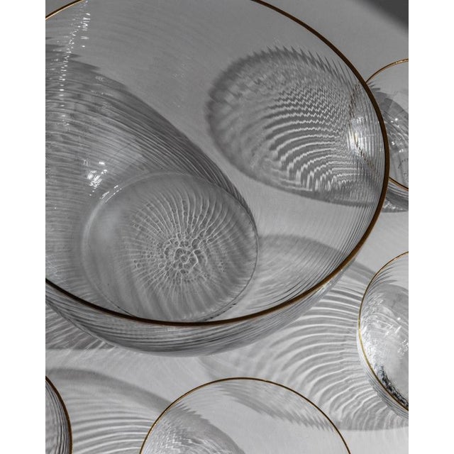 Vintage Glass Bowls with Gilt Rims, 1970s, Set of 5 For Sale - Image 9 of 11