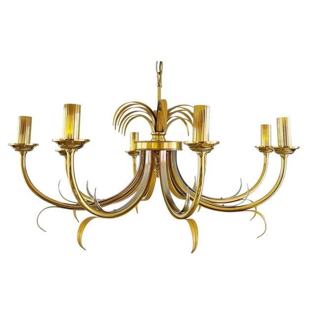 Brass and Chrome Pineapple Chandelier, 1970s For Sale - Image 10 of 10