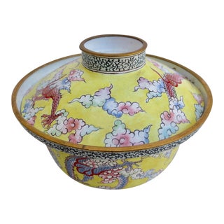Vintage Canton Enamel Covered Cup Apsaras Angel For Sale