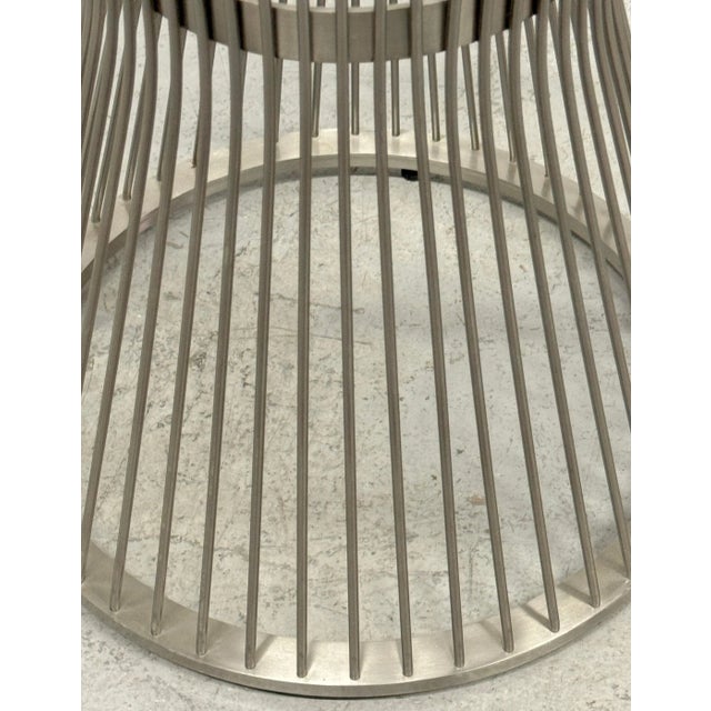 Pair of Mid Century Stainless Steel Side Tables, Style of Platner USA, circa 1990s This striking pair of mid-century...