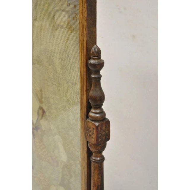 Brown Antique French Victorian Carved Walnut and Needlepoint Fireplace Screen For Sale - Image 8 of 12