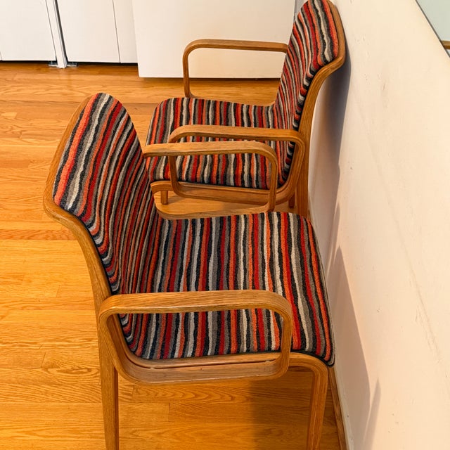Knoll Pair 1970s Bill Stephens for Knoll Bent Wood Armchair; 2 Pairs Available For Sale - Image 4 of 14