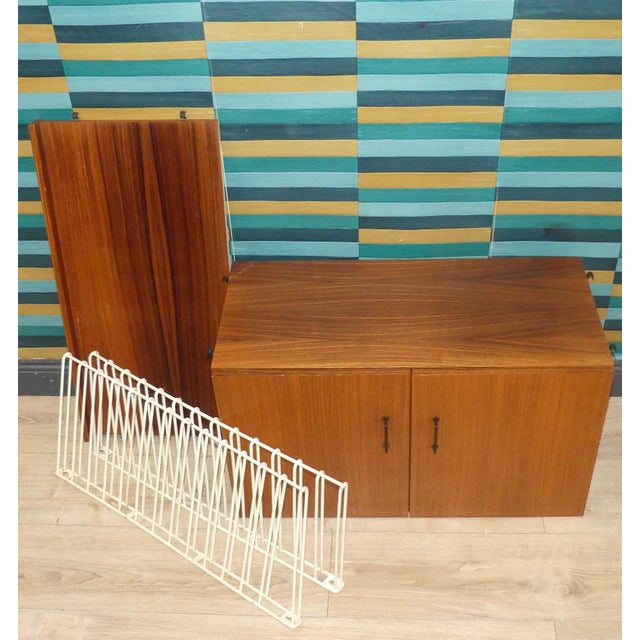 String Shelf with Wall Cabinet and Magazine Rack in Dark and White Ladders from Musterring International, 1960s For Sale - Image 11 of 17