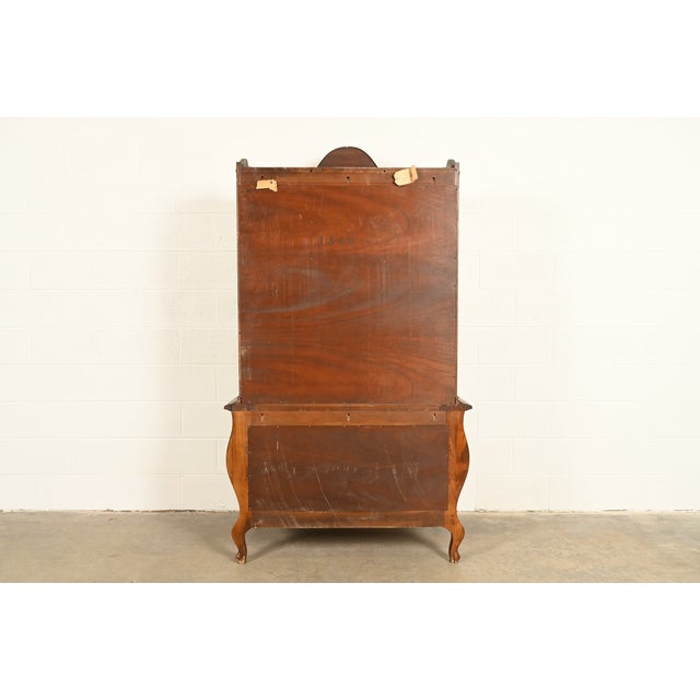 Romweber French Rococo Louis XV Carved Walnut Armoire Dresser, Circa 1960s For Sale - Image 16 of 17