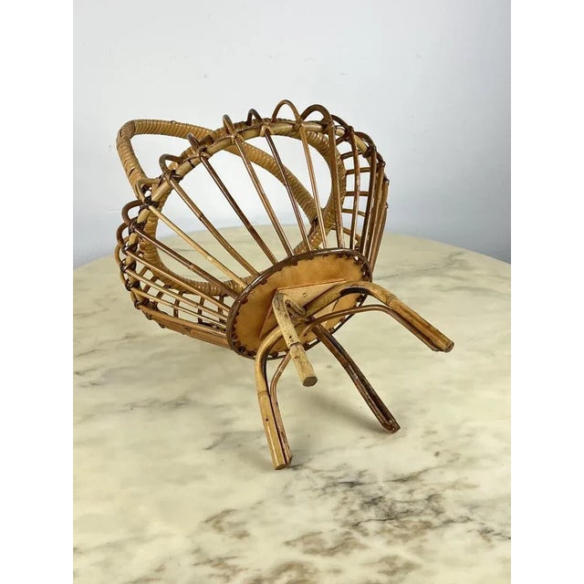 Light Yellow Bamboo Basket, Italy, 1960s For Sale - Image 8 of 9