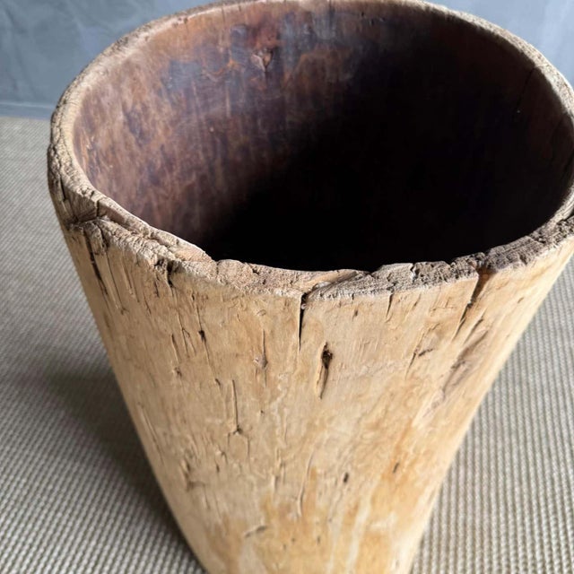 Mid-Century Modern 1950s Old Hollowed Out Tree Stump Vessel For Sale - Image 3 of 8