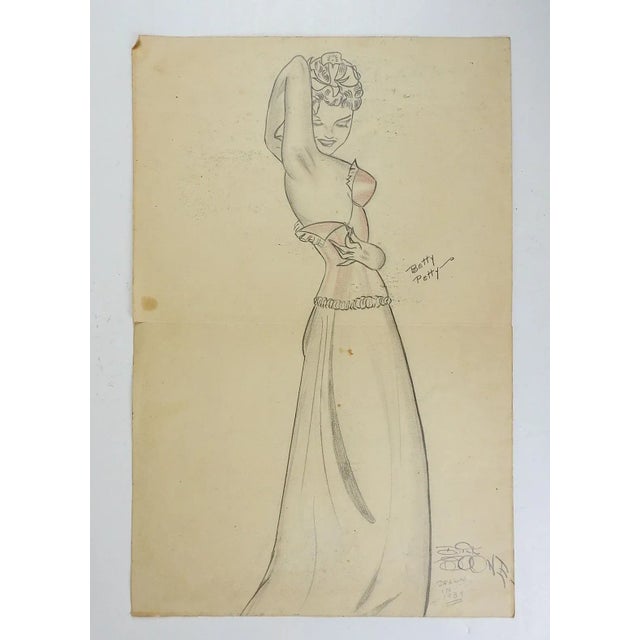 Illustration Vintage 1930's Pinup Girl Illustration Drawing For Sale - Image 3 of 4