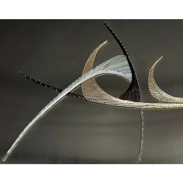 Metal Mid 20th Century Woven Precious Metal Wire Wall Hanging Modern Sculpture For Sale - Image 7 of 10