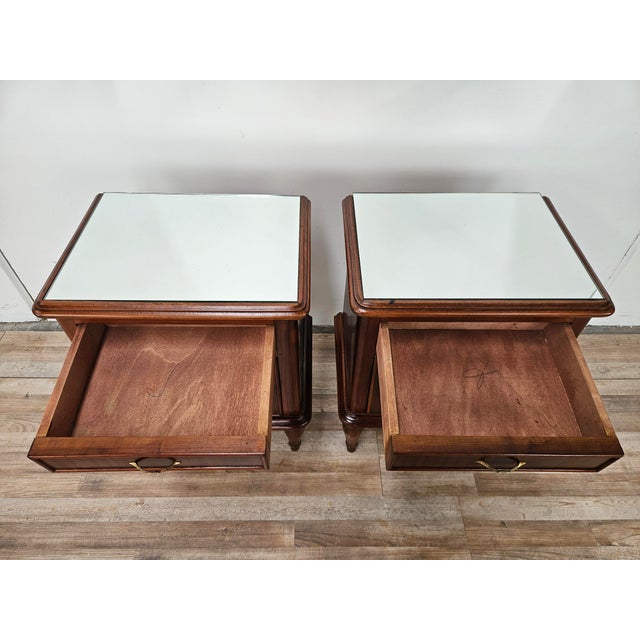 Art Deco Bedside Tables with Mirrored Top, 1950, Set of 2 For Sale - Image 9 of 17