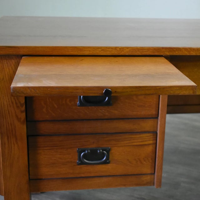 Brown Crafters and Weavers Mission Quarter Sawn Oak 5 Drawer Desk - Michael's Cherry For Sale - Image 8 of 9