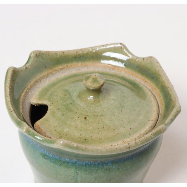 Vintage Petite Studio Ceramic Green Lidded Sugar Bowl by Deanna Nichols For Sale In New York - Image 6 of 10