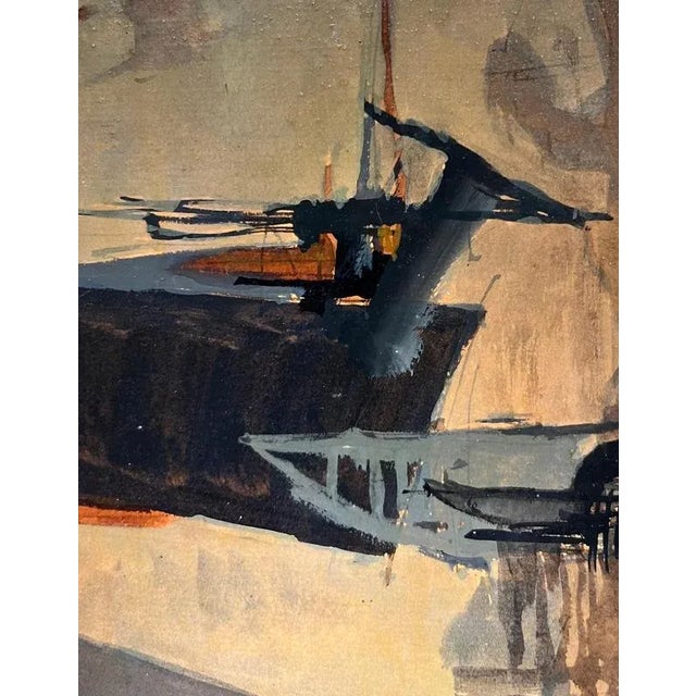 Wood Paul Delapoterie, Construction Site Landscape, 1960s, Oil on Wood, Framed For Sale - Image 7 of 12