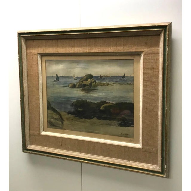 Work on paper Green wooden frame and gold border with glass 43 x 51 x 2 cm This piece is attributed to the mentioned...