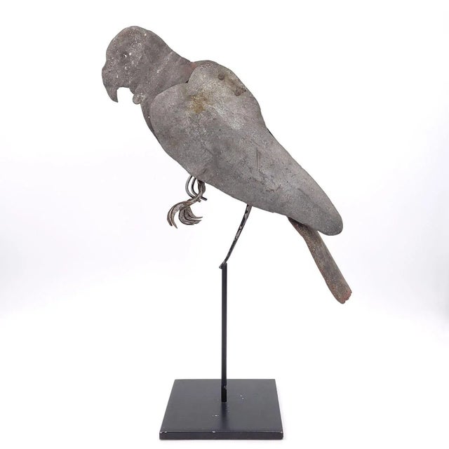 Metal Tole Folk Art Parrot on Later Stand, Possibly French or French Colonial, Circa 1900 For Sale - Image 7 of 9
