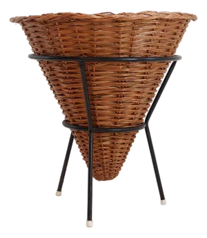 Large Vintage Black Metal and Wicker Basket, 1960s