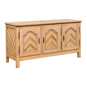 Mid 20th Century French Buffet Console With Chevron Pattern and Hidden Drawers Inside